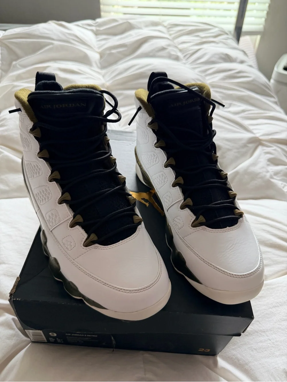Air Jordan 9 Retro Militia Green Statue White Black Men’s Size 9 OG Box